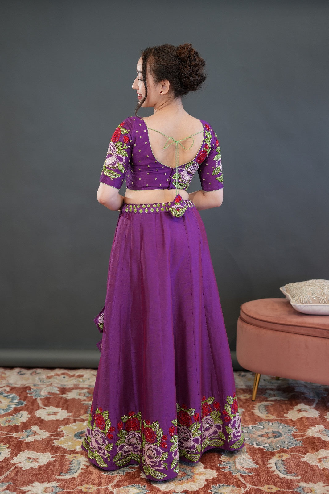 Purple Cut Dana Embroidered Lehenga