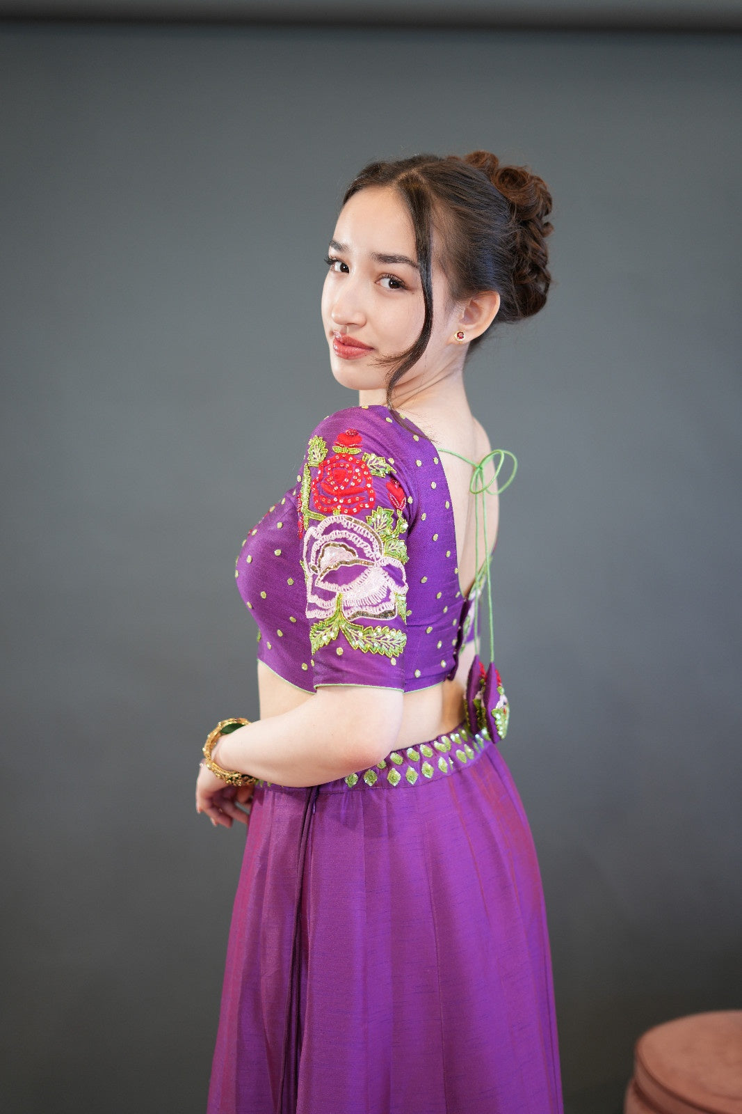 Purple Cut Dana Embroidered Lehenga