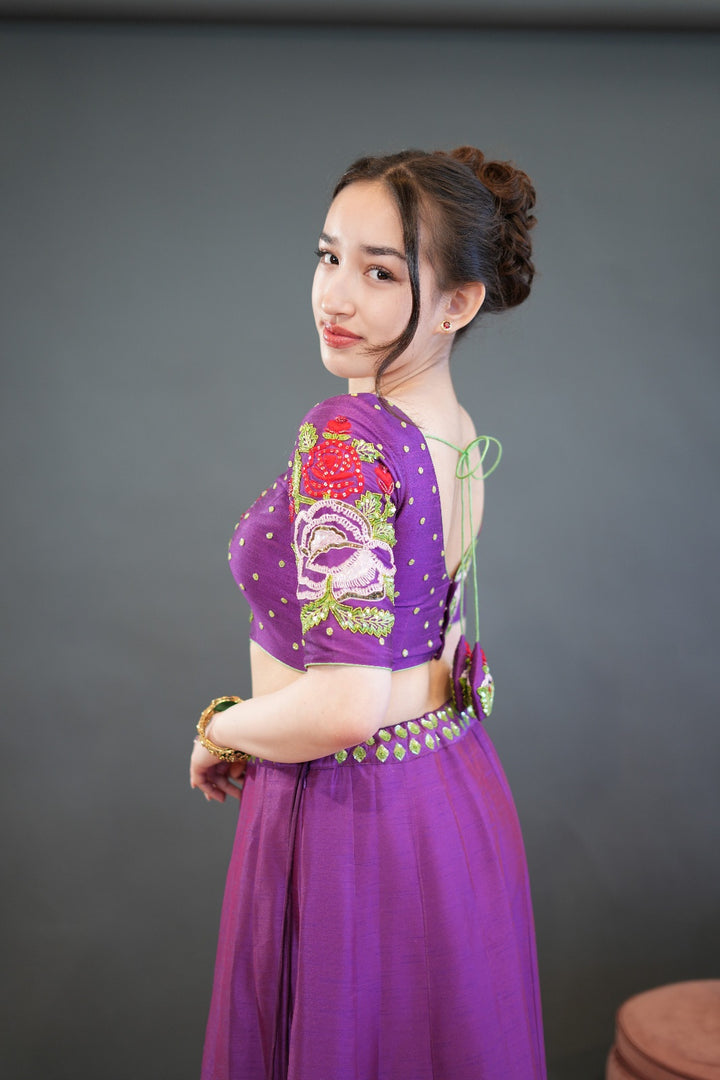 Purple Cut Dana Embroidered Lehenga