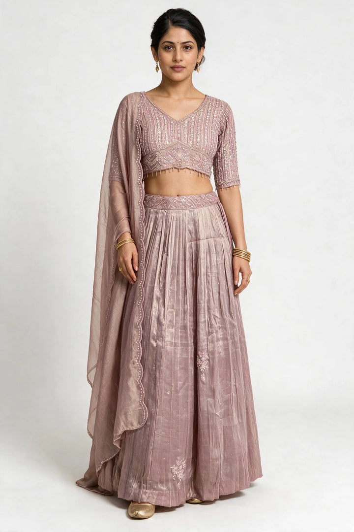 Deep Mauve Embellished Lehenga Set