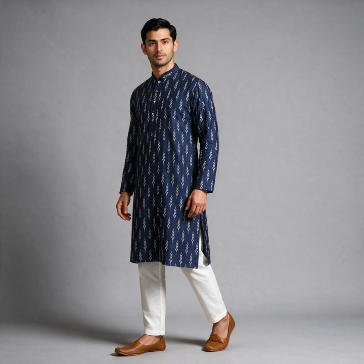 Ikkat Silk Kurta