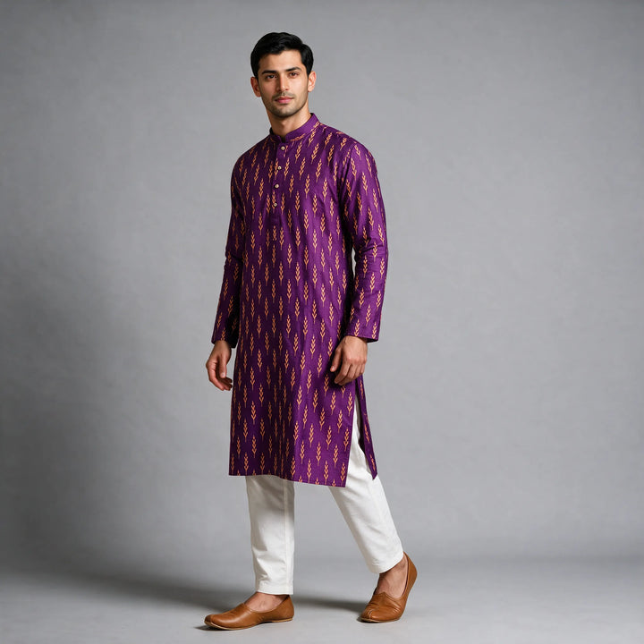 Ikkat Silk Kurta