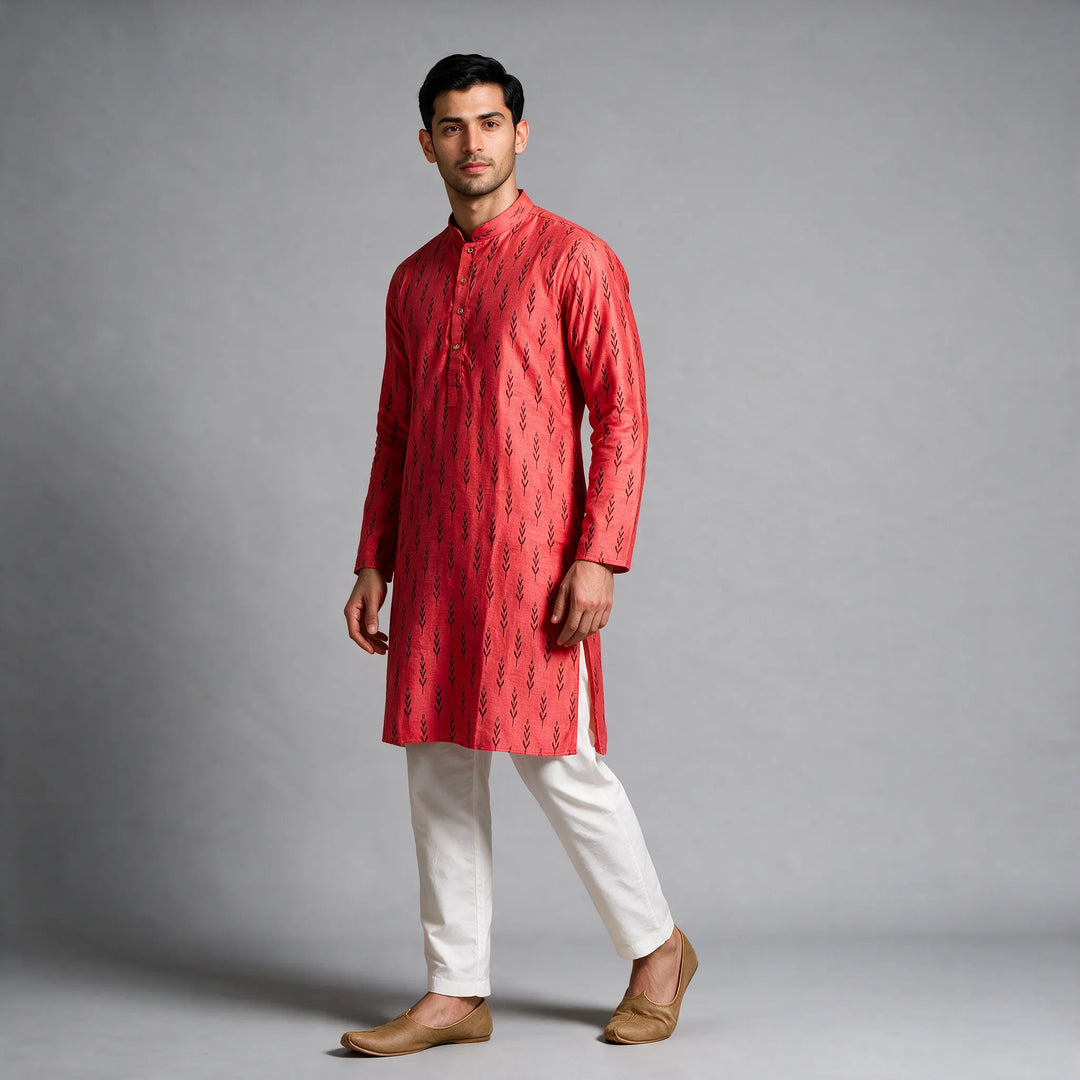 Ikkat Silk Kurta