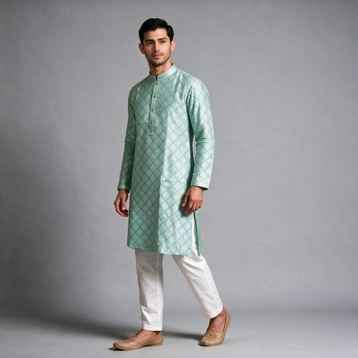 Sea Green Sheen Kurta With Bottom
