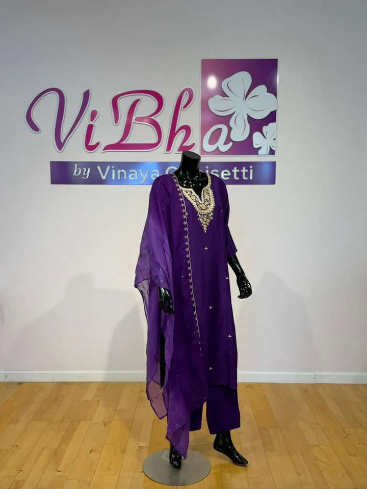 Royal Purple Embroidered Salwar Suit Set
