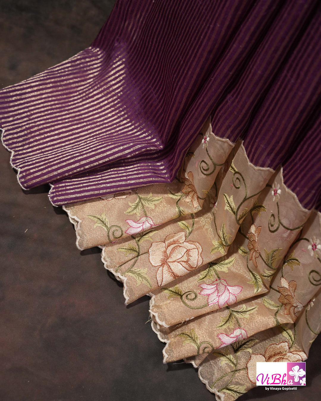 Purple fancy banarasi with embroidered border