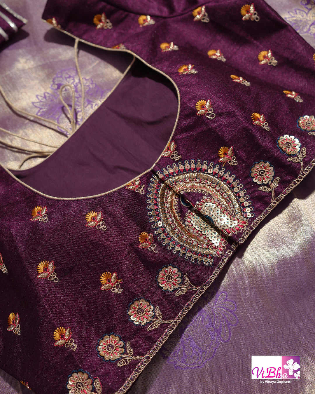 Lavender Designer Saree with Ornate Peacock and Figurative Embellishments