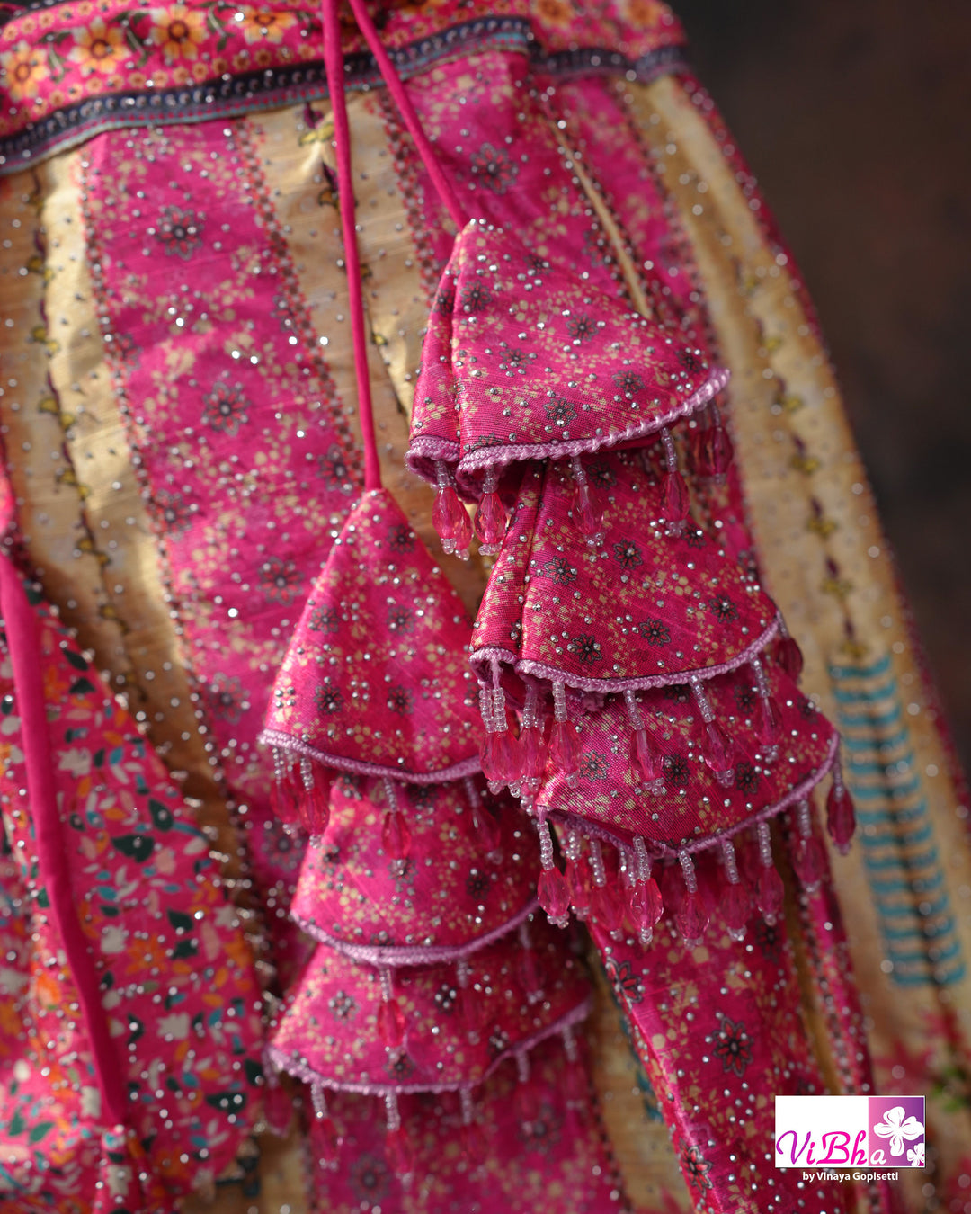 Rani Pink Peacock Print Lehenga Set