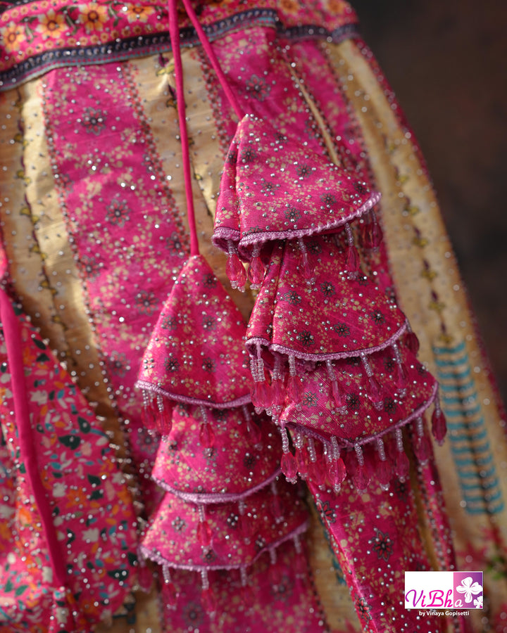 Rani Pink Peacock Print Lehenga Set