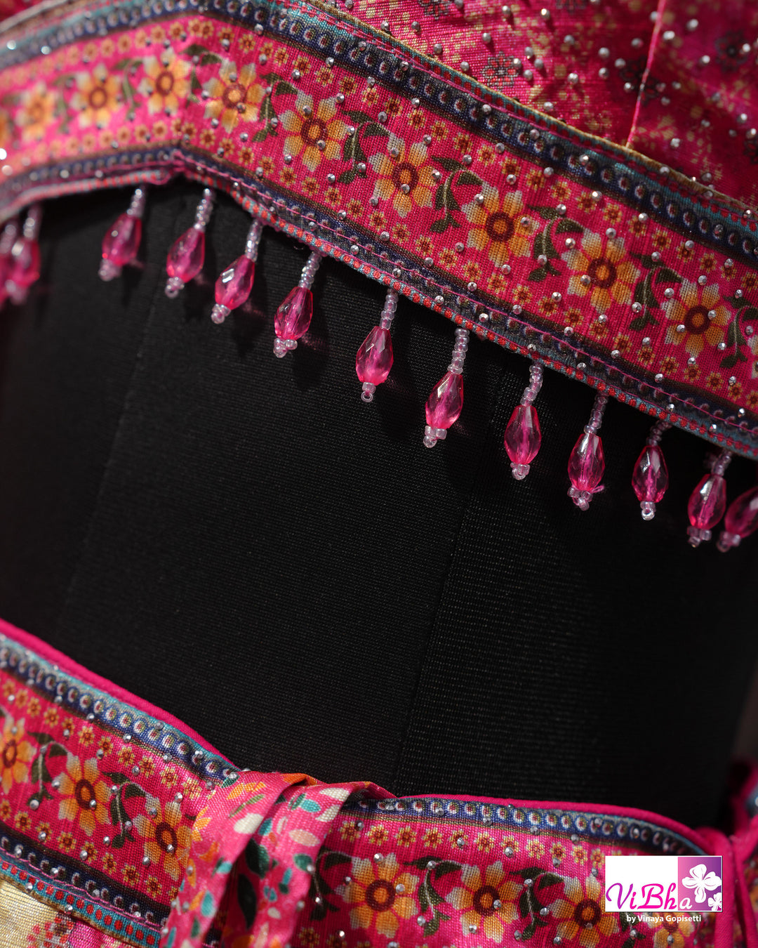 Rani Pink Peacock Print Lehenga Set