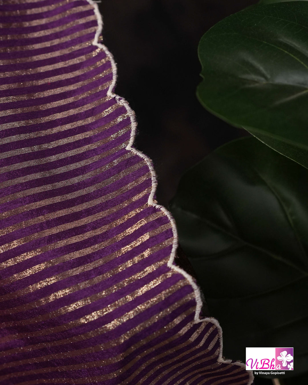Purple fancy banarasi with embroidered border