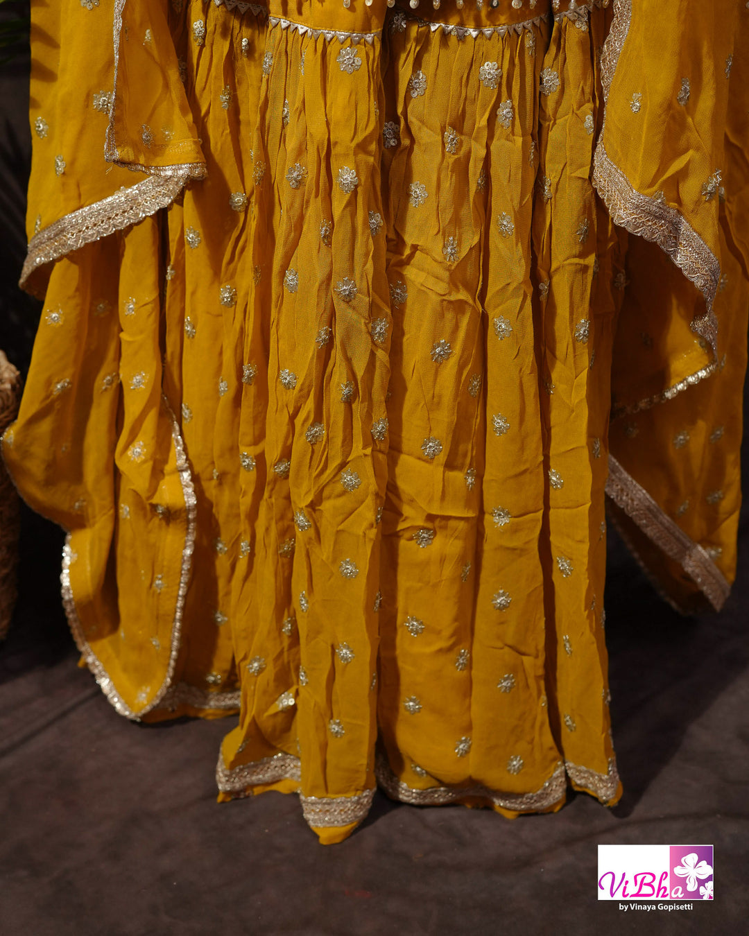 Mustard Yellow Multicolor Embroidered Gharara Set