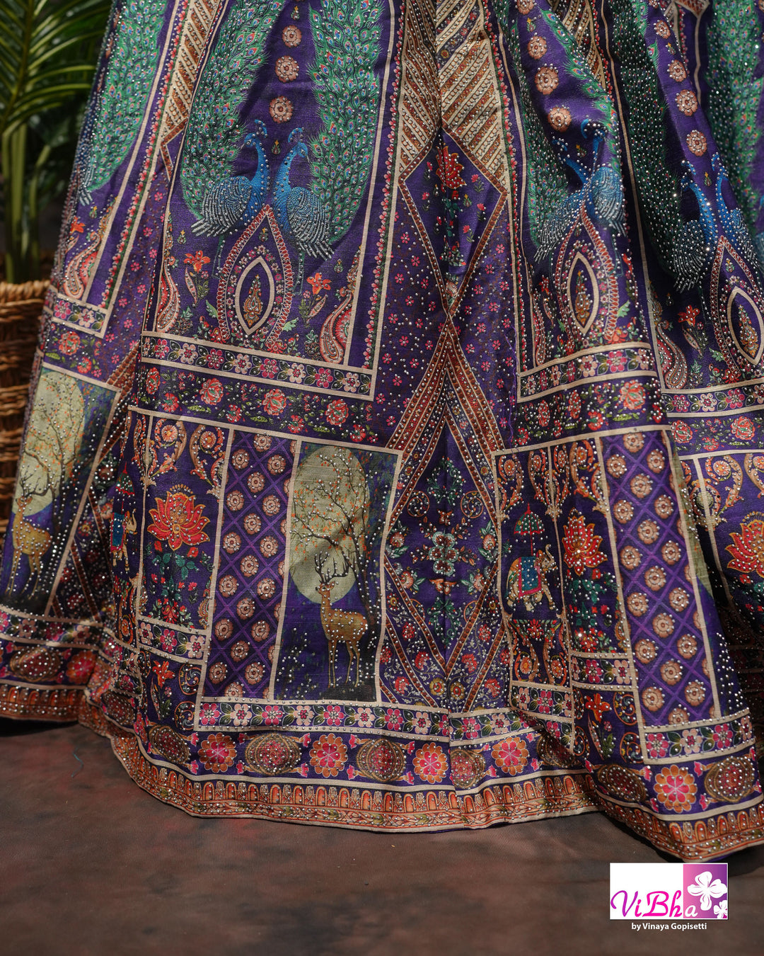 Purple Peacock Motif Lehenga Set