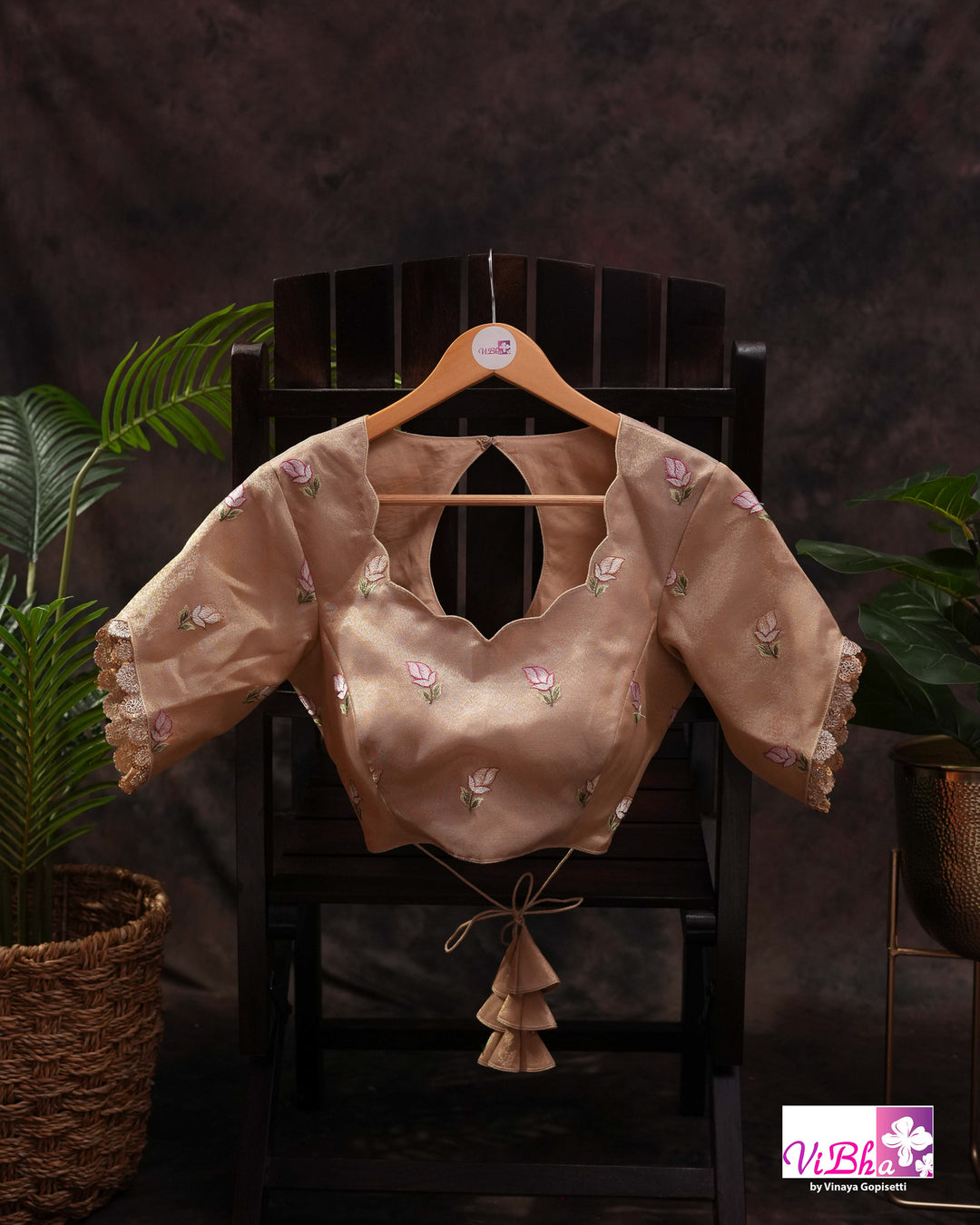 Brown fancy banarasi with embroidered border