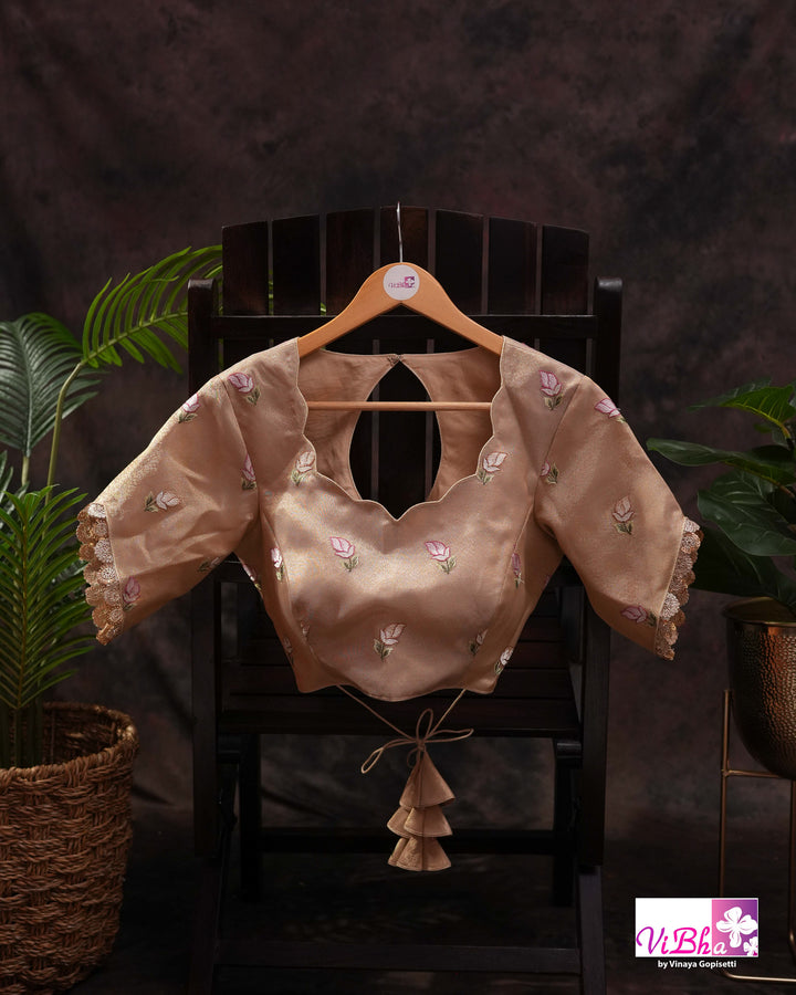 Brown fancy banarasi with embroidered border