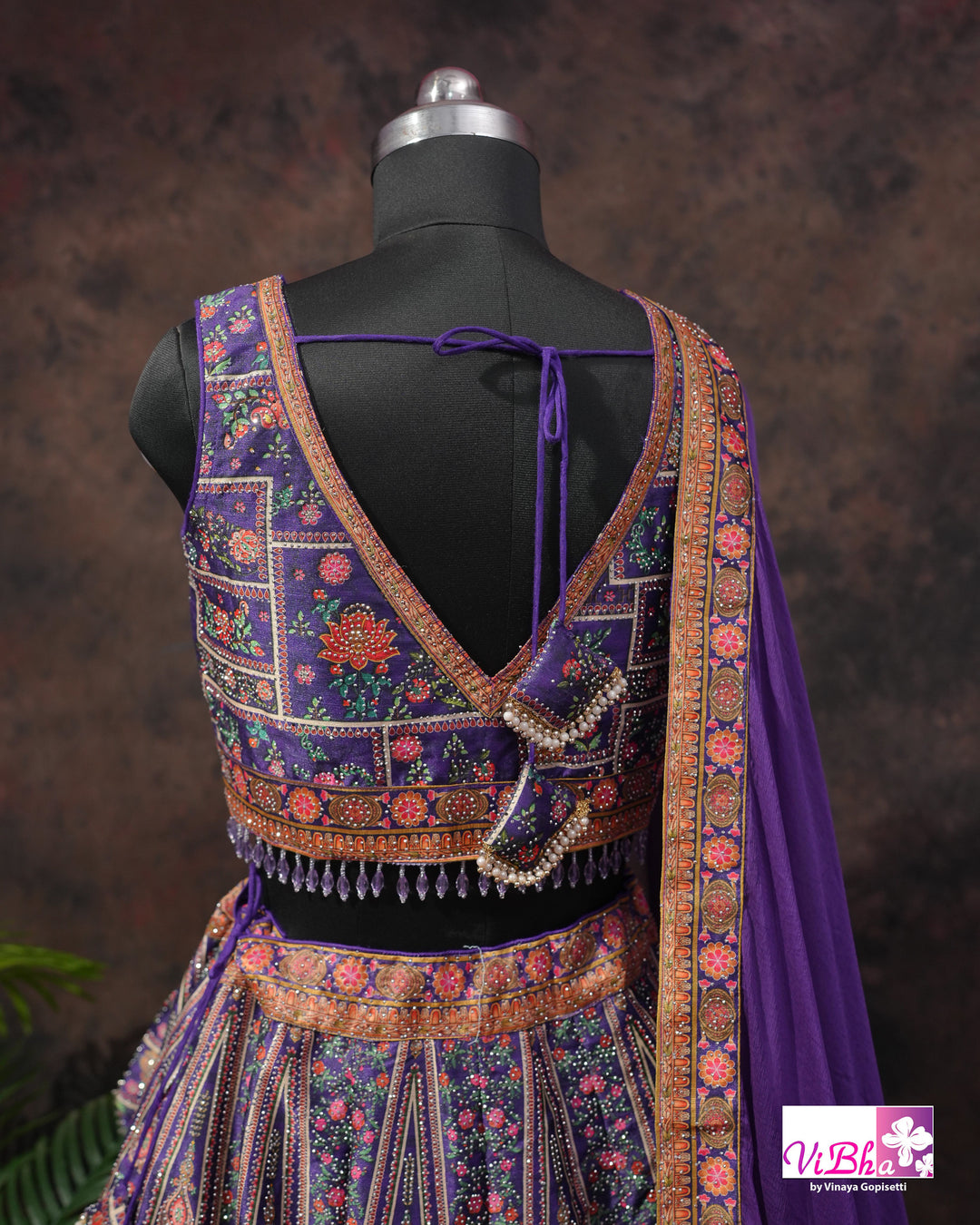 Purple Peacock Motif Lehenga Set