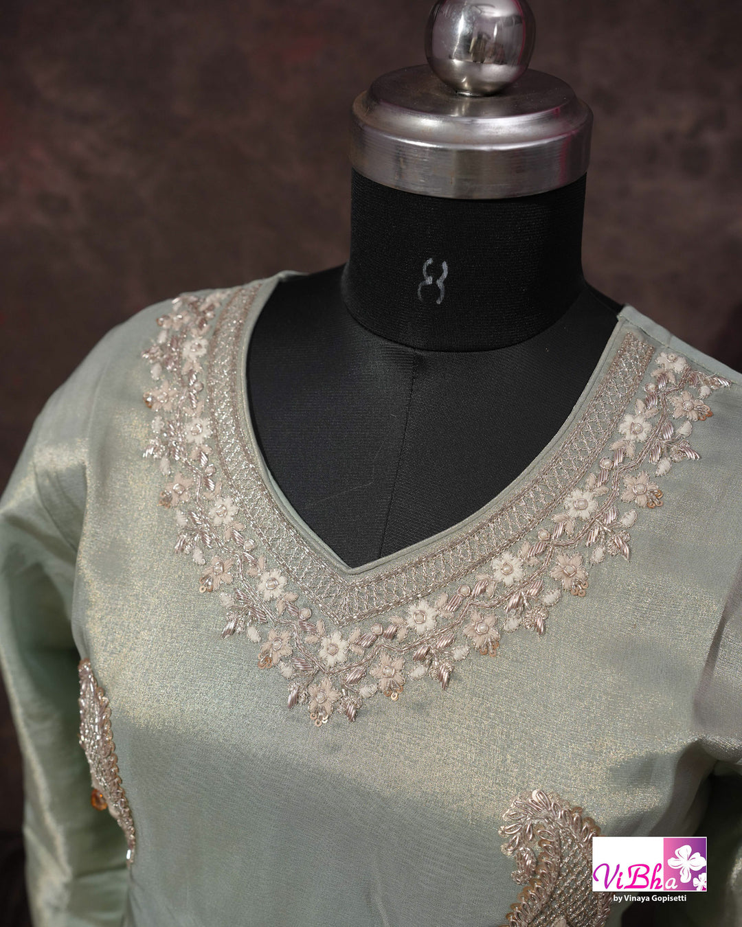 Sage Green Embroidered Sharara Set