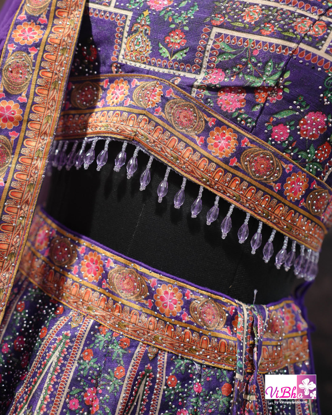 Purple Peacock Motif Lehenga Set