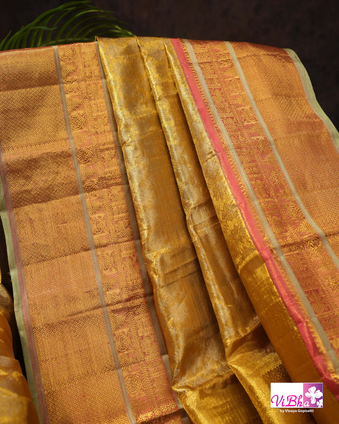 Golden Yellow Kanchi Silk Saree with Rich Zari Border and Blouse