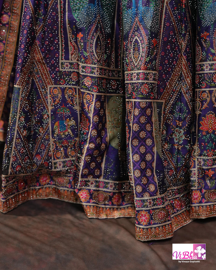 Purple Peacock Motif Lehenga Set