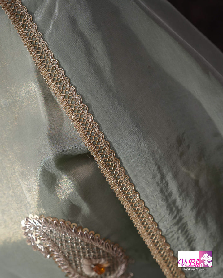Sage Green Embroidered Sharara Set