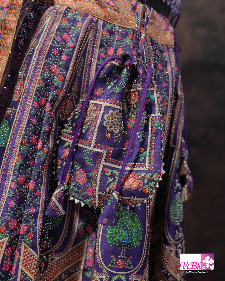 Purple Peacock Motif Lehenga Set