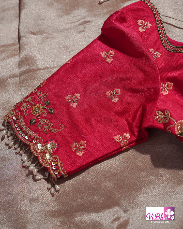 Champagne Designer Saree with Multicolour Peacock and Figurative Border