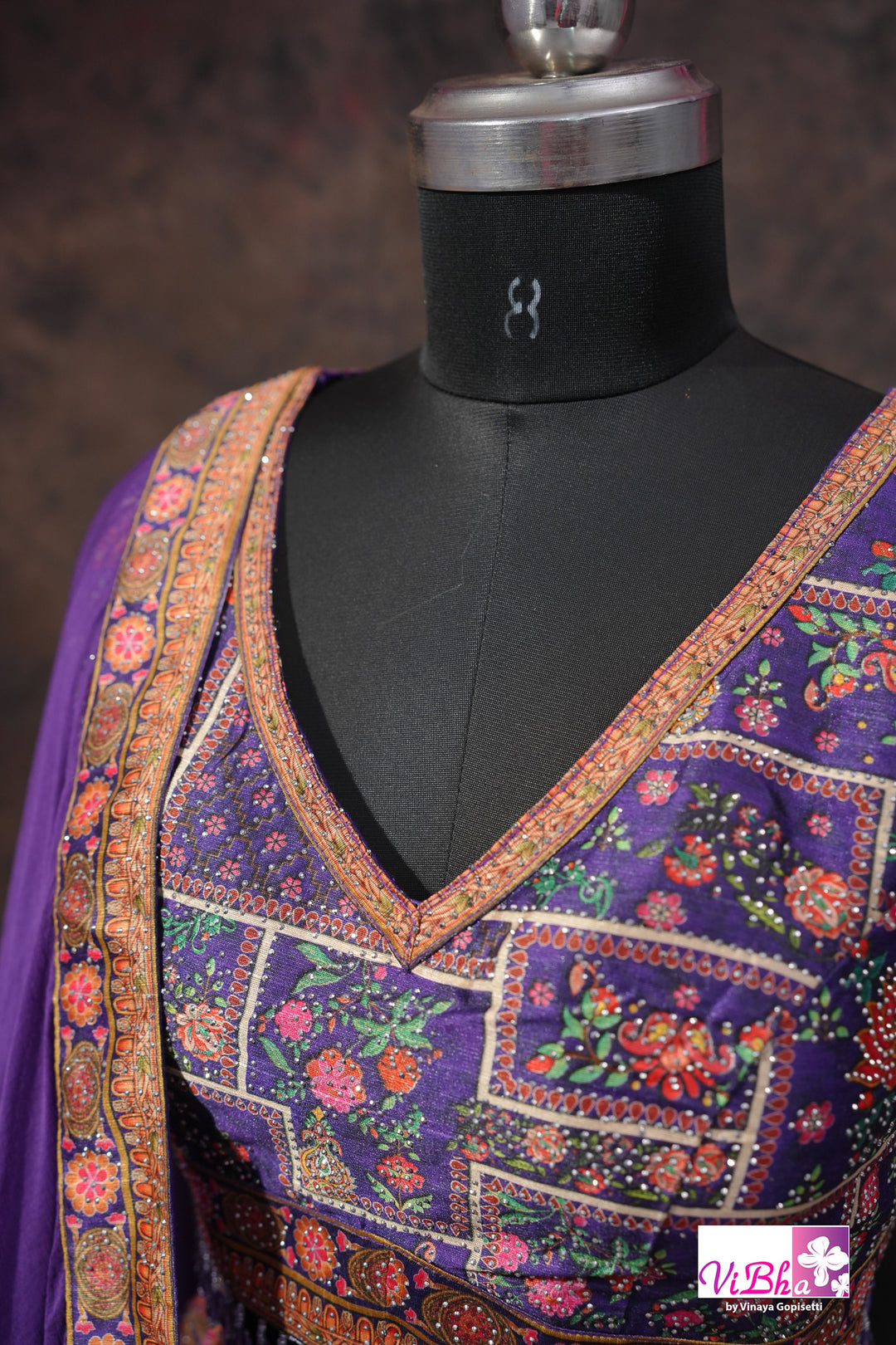 Purple Peacock Motif Lehenga Set