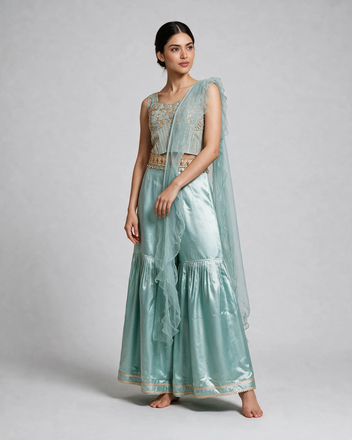 Mint-Blue Gharara Set