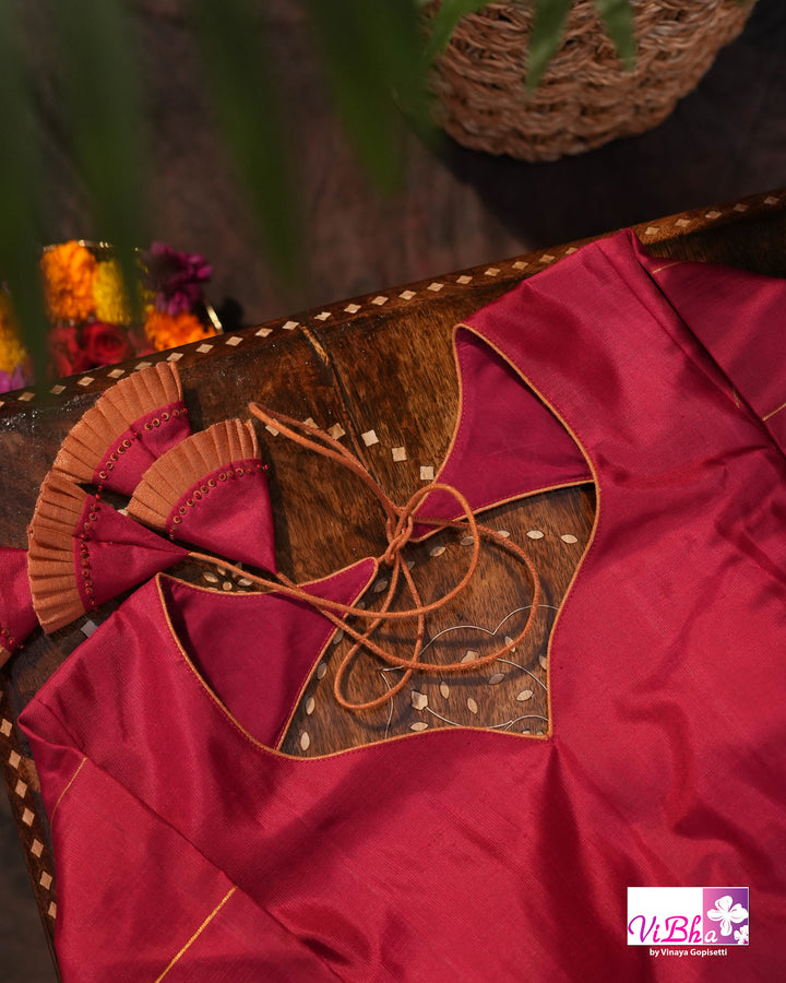 Cream Kanchi Silk Saree with Blouse &amp; Kattam Border