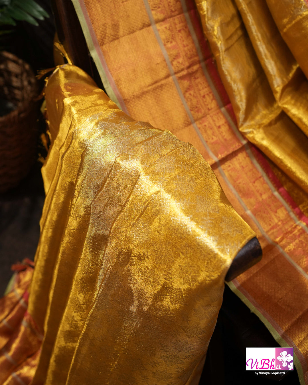 Golden Yellow Kanchi Silk Saree with Rich Zari Border and Blouse