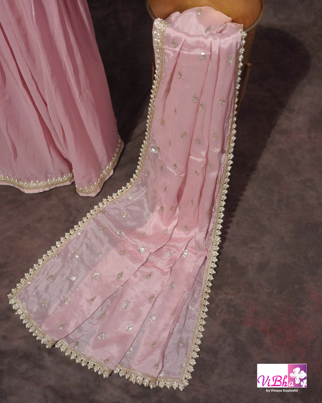 Blush Pink Embroidered Sharara Set