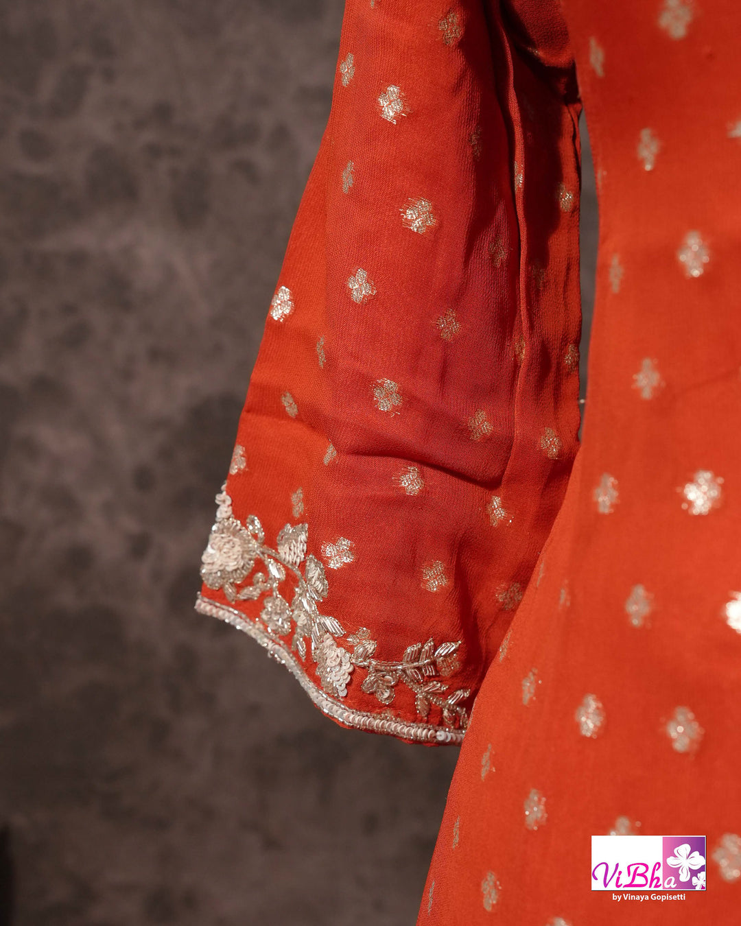 Orange Embroidered Sharara Set