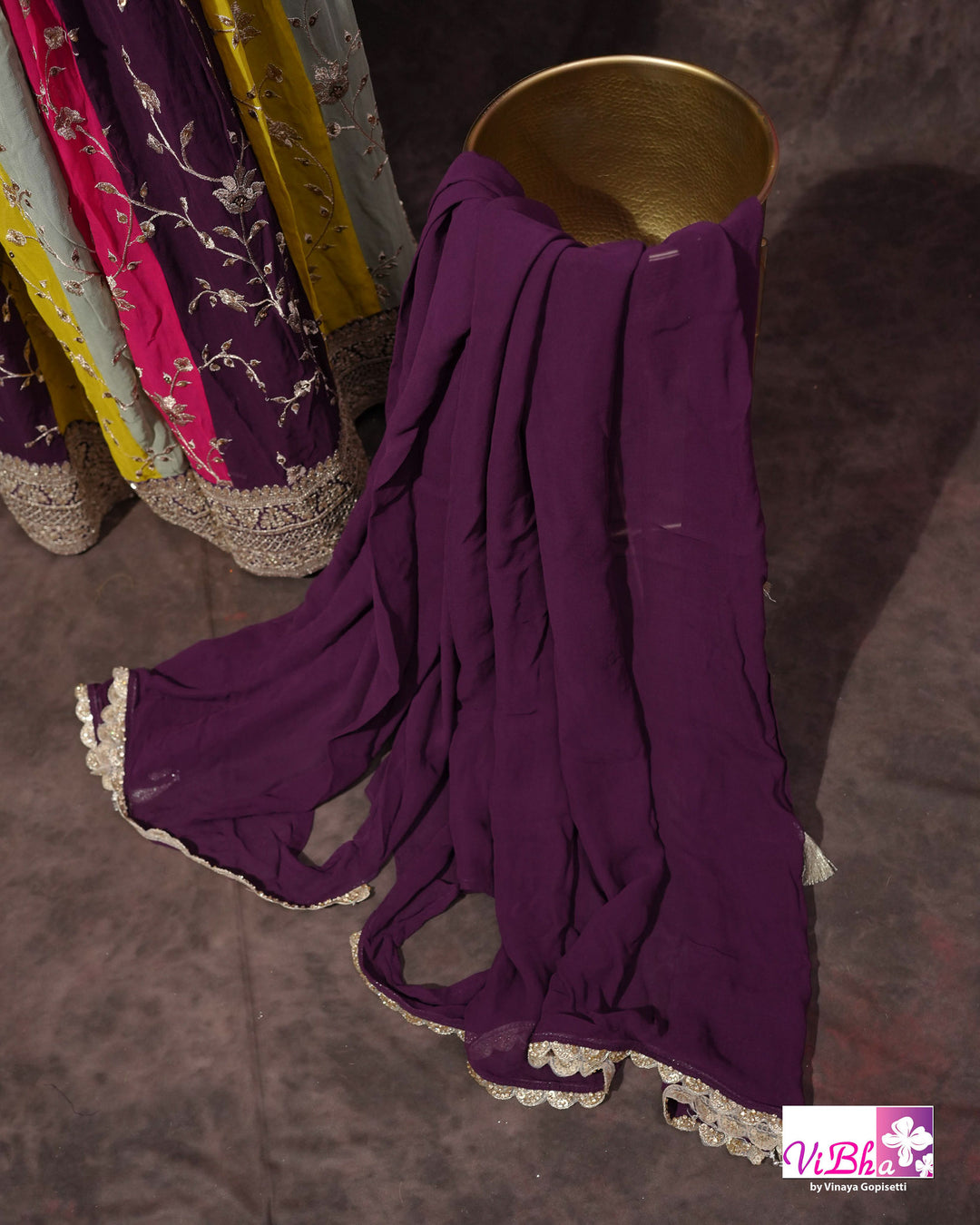 Wine and multi kali sharara with cape