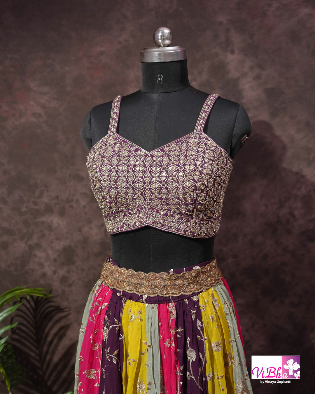 Wine and multi kali sharara with cape
