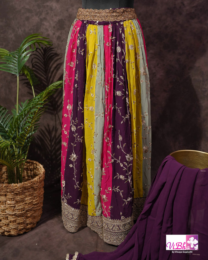 Wine and multi kali sharara with cape