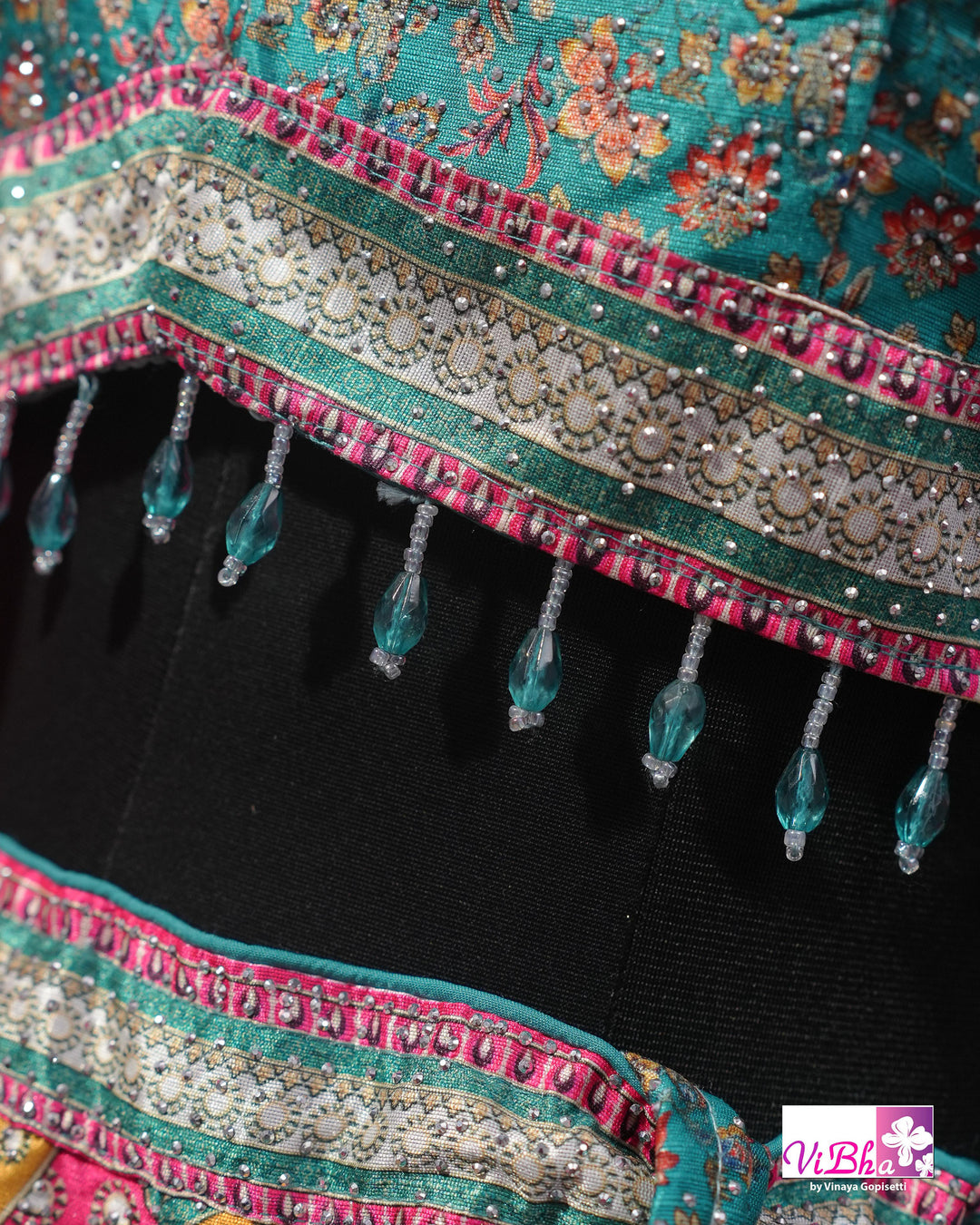 Turquoise &amp; Rani Pink Multicolor Lehenga Set