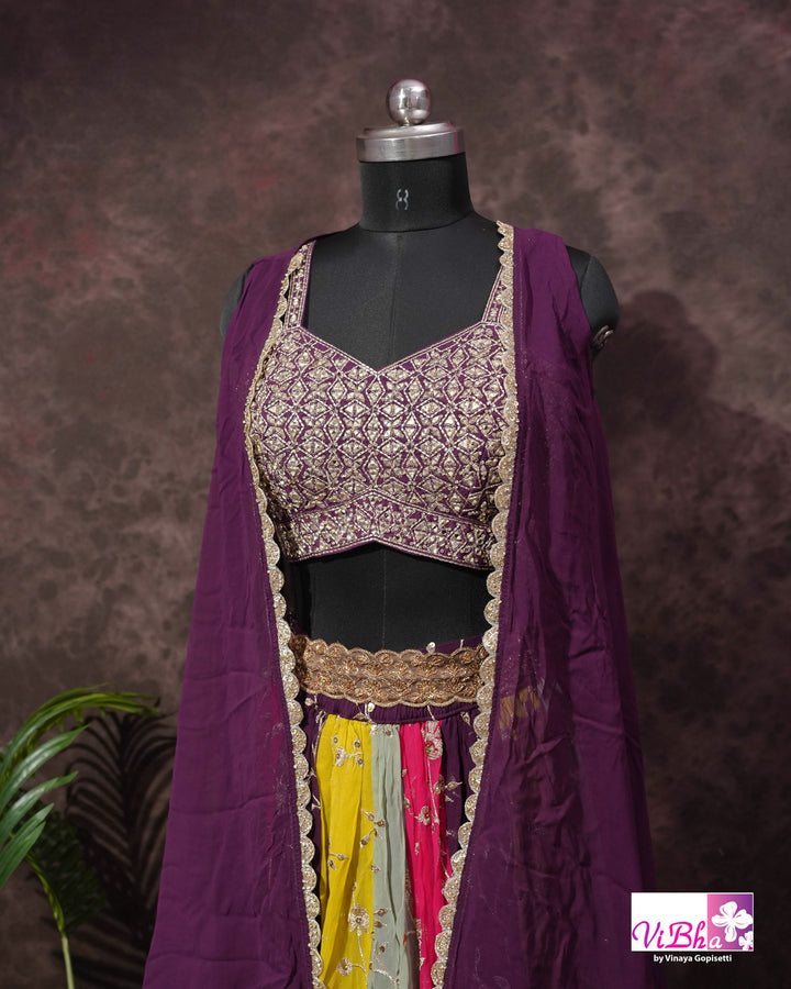 Wine and multi kali sharara with cape