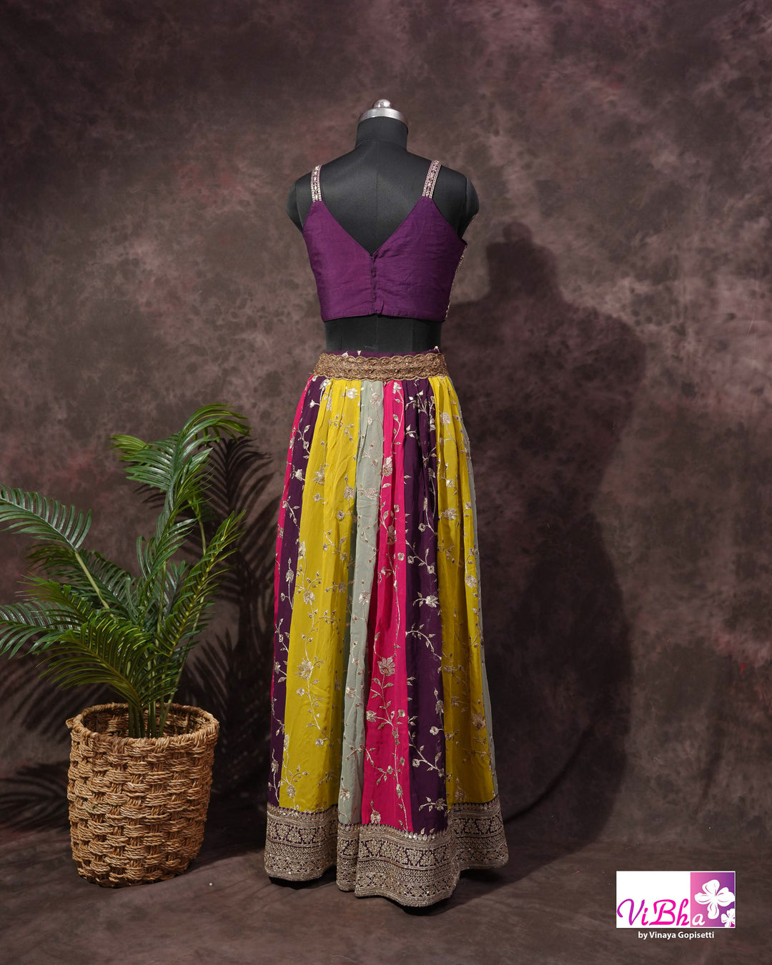 Wine and multi kali sharara with cape