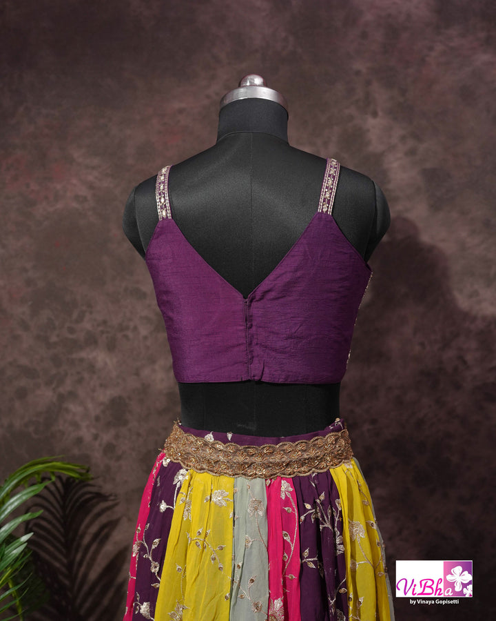 Wine and multi kali sharara with cape