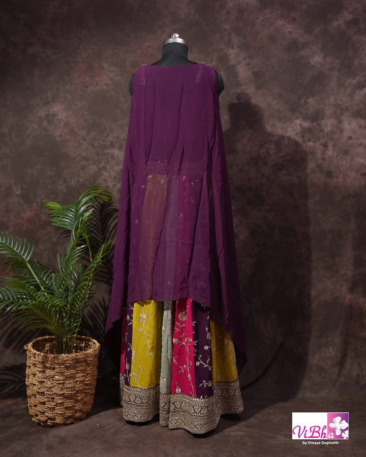 Wine and multi kali sharara with cape