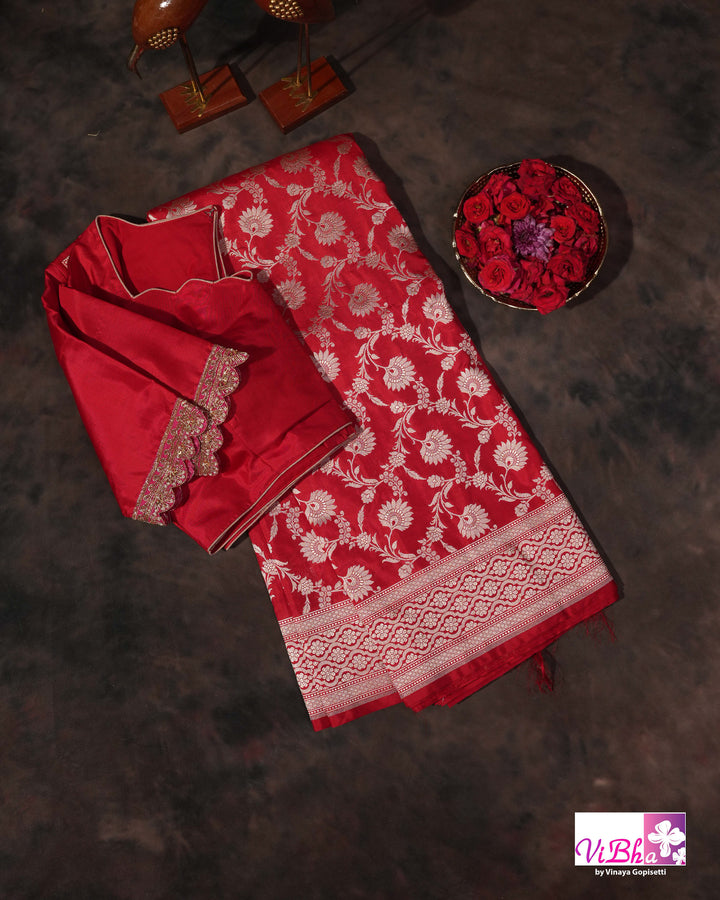 Red jangla katan silk