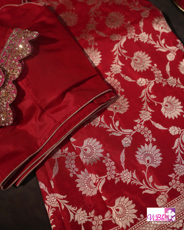 Red jangla katan silk