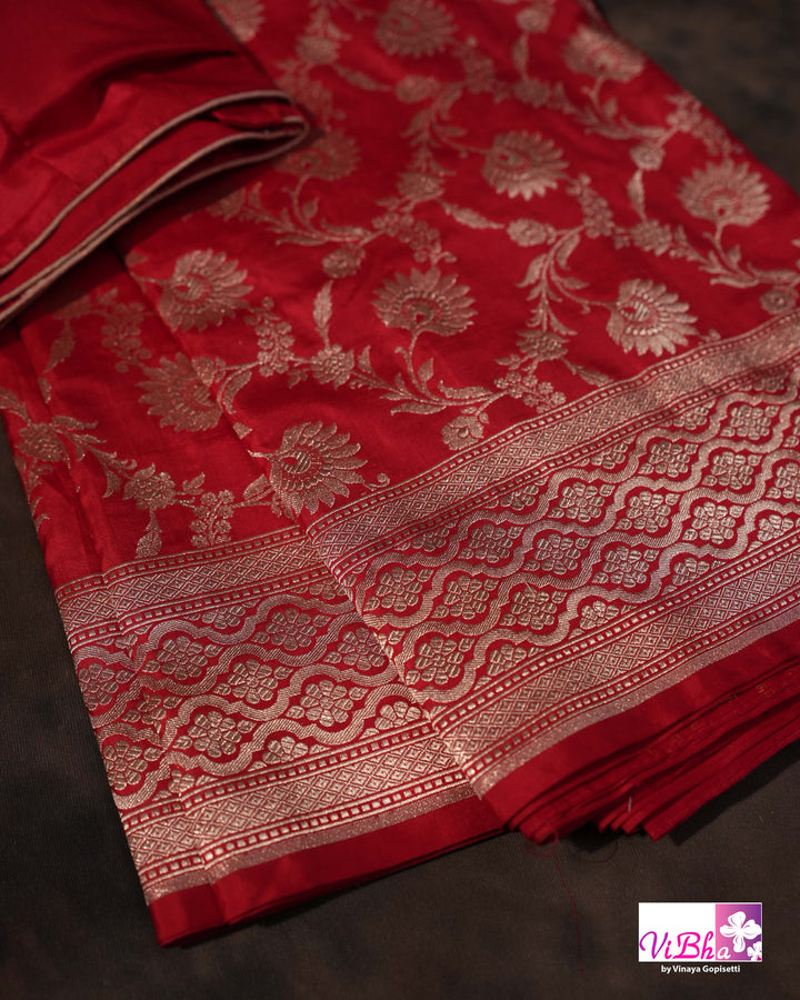 Red jangla katan silk