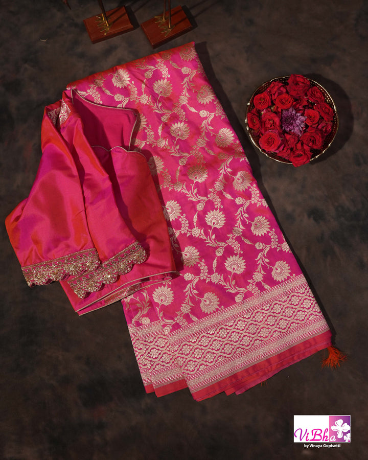 Pink Jangla katan silk