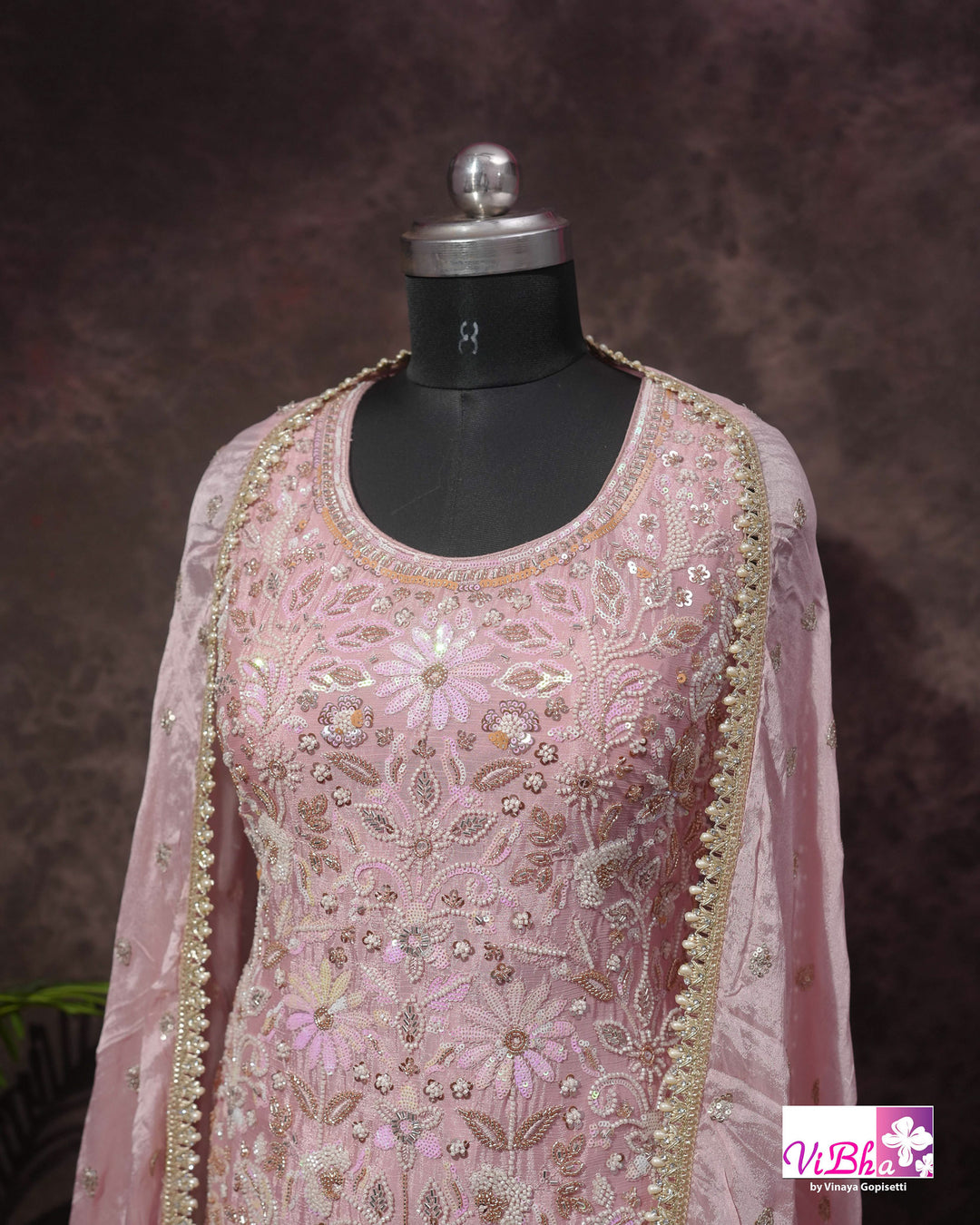 Blush Pink Embroidered Sharara Set
