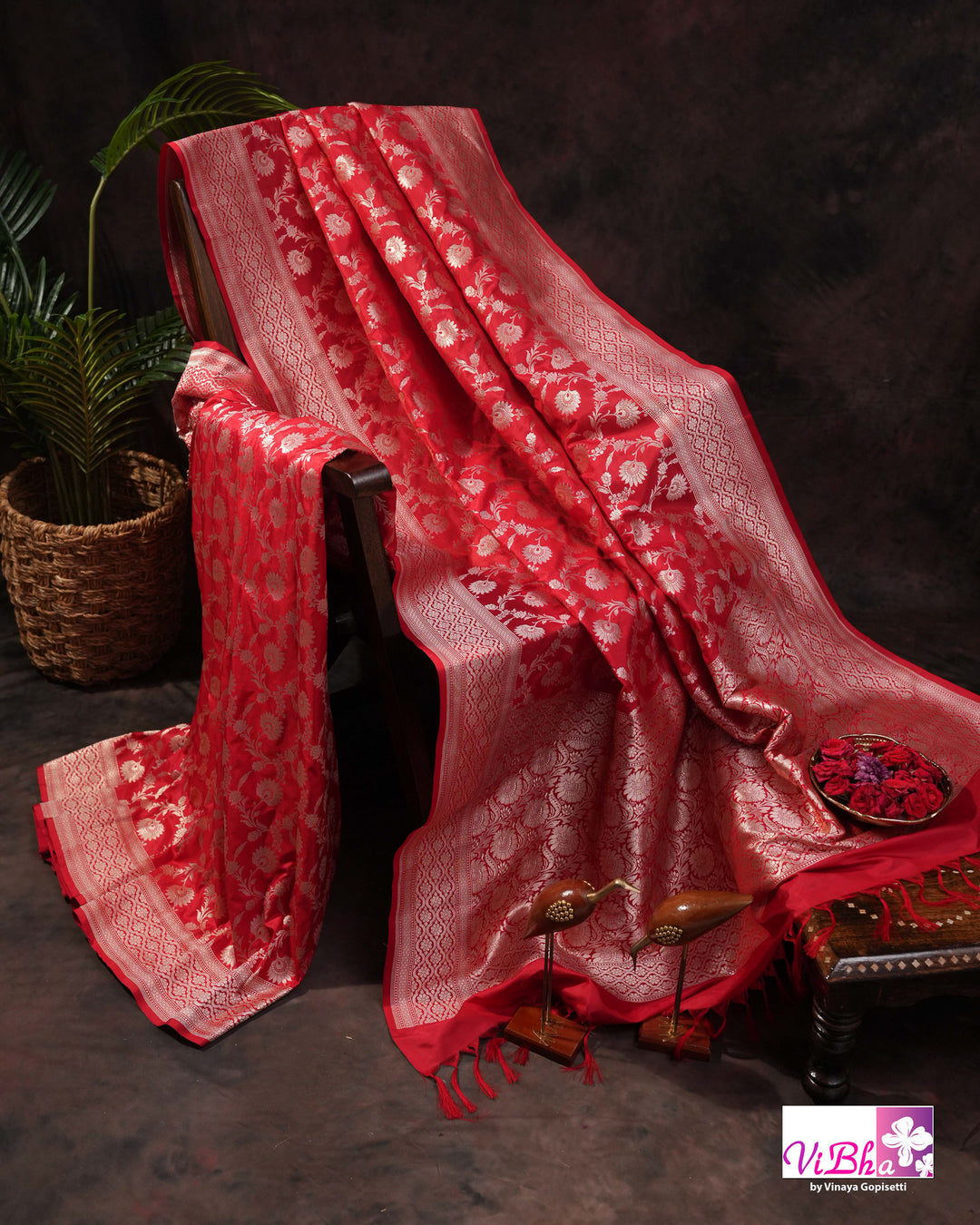 Red jangla katan silk