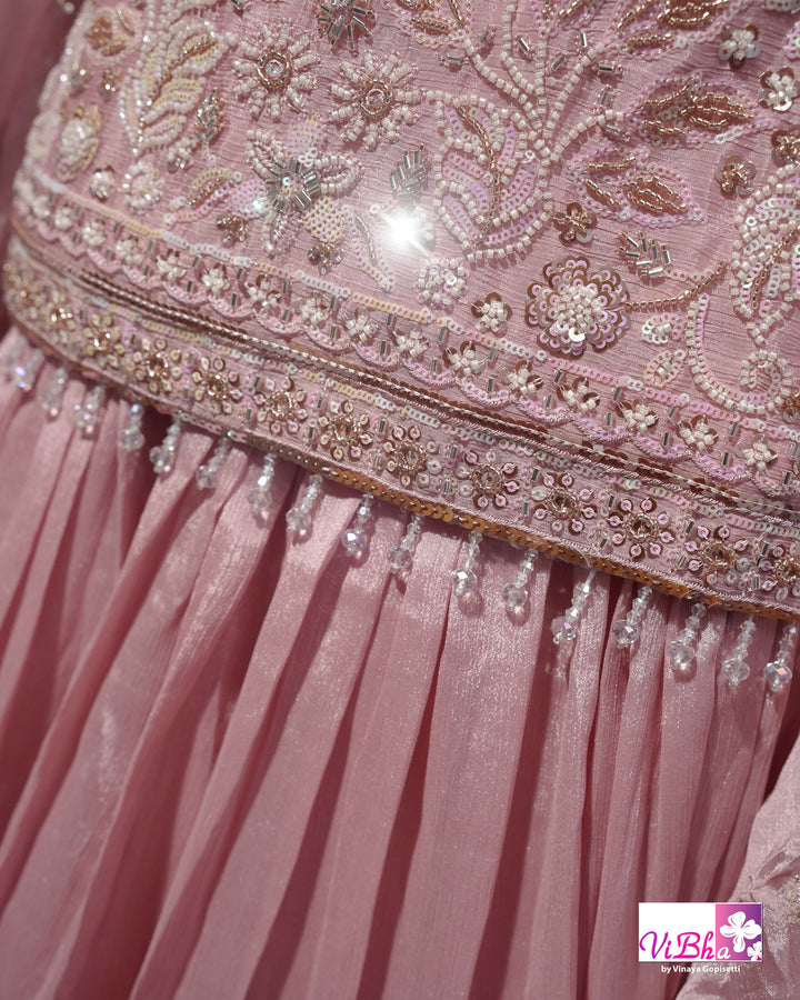 Blush Pink Embroidered Sharara Set