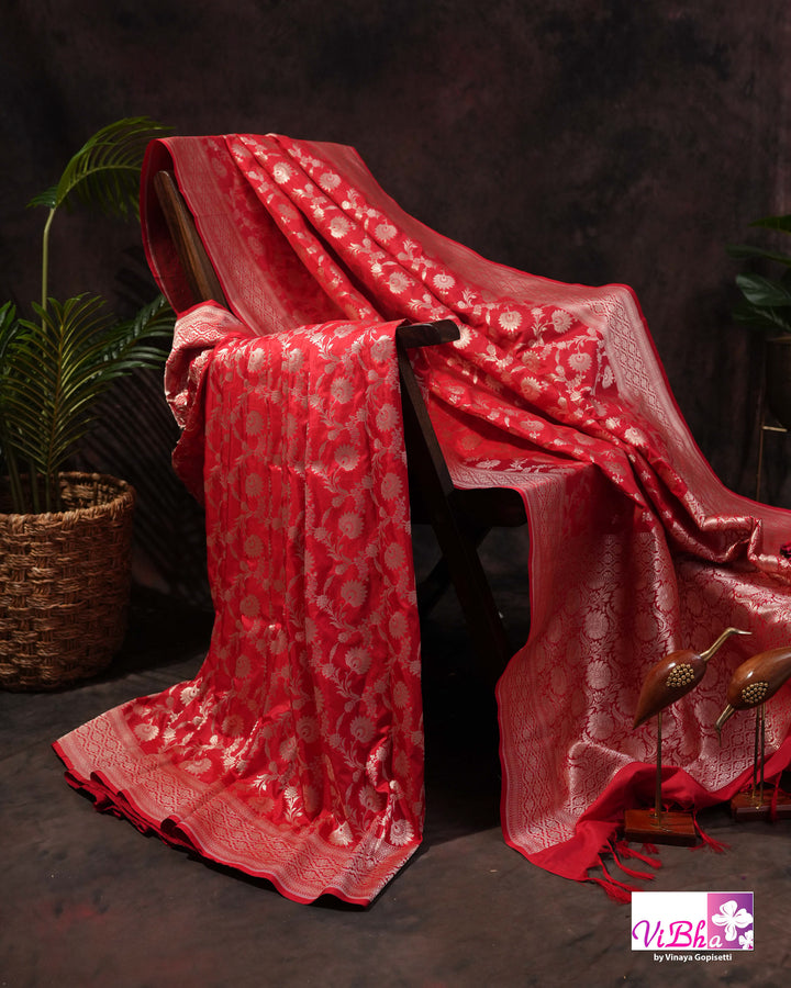 Red jangla katan silk