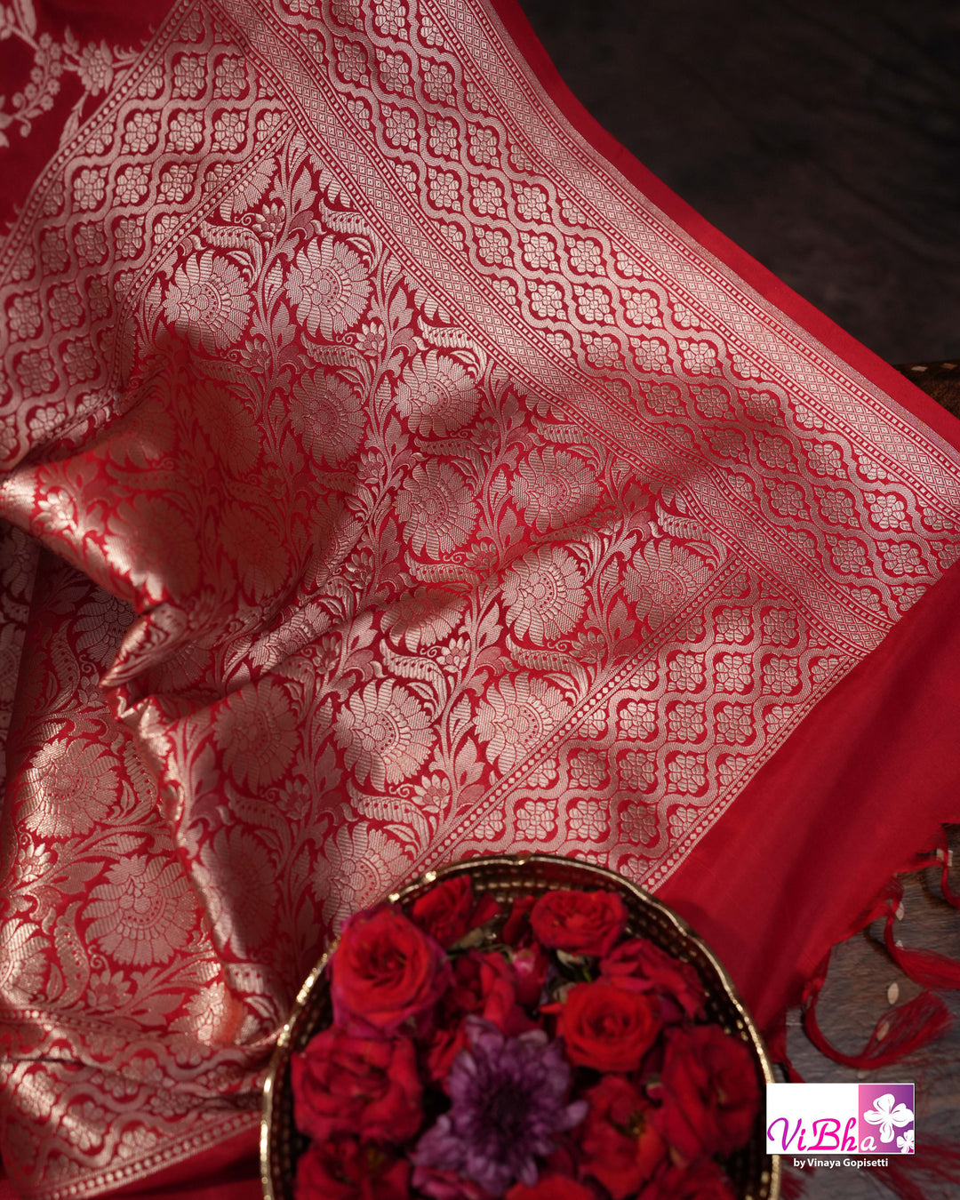 Red jangla katan silk